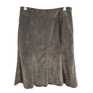 Larry Levine Skirt Women's 12 Gray Corduroy Career Midi Office A Line BOHO Flare